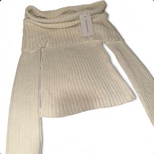 Lovers + Friends Cream Ribbed Off-Shoulder Sweater